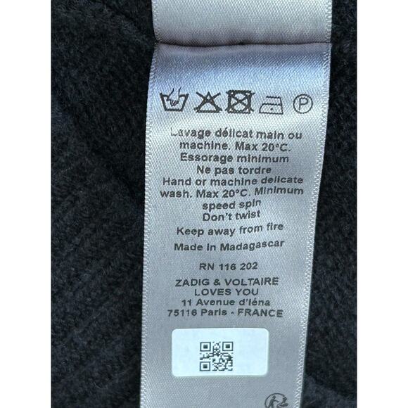 Zadig & Voltaire Sweater Womens Large Black Markus Star Print Cashmere NWOT - Picture 10 of 11